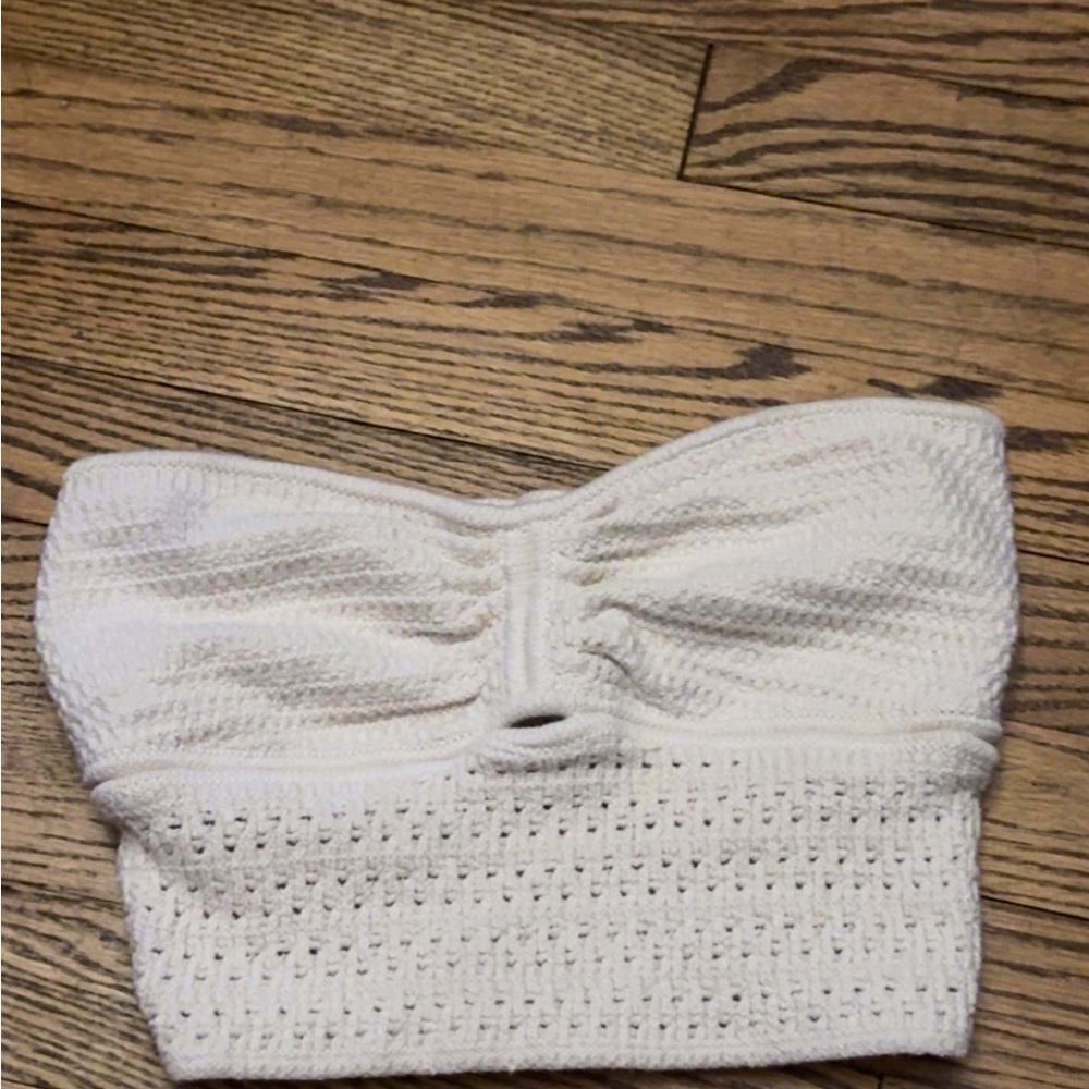 American Eagle Outfitters Cream Textured Tank Top